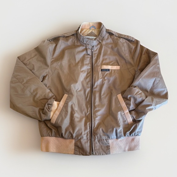 Members Only Other - Members Only Jacket Mens XL 1980s Tan Racer Bomber Full Zip 1983‎ Rainbow Tag